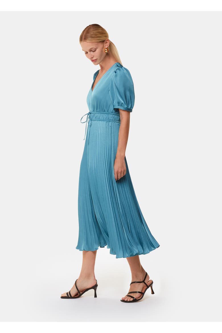 Delilah Satin Pleat Dress, Alternate, color, Blue