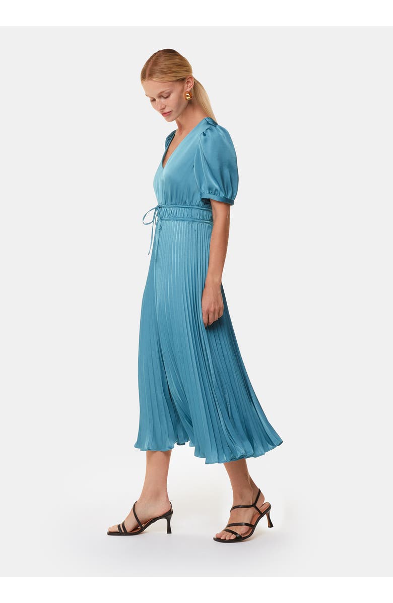 Whistles Delilah Satin Pleat Dress, Alternate, color, Blue