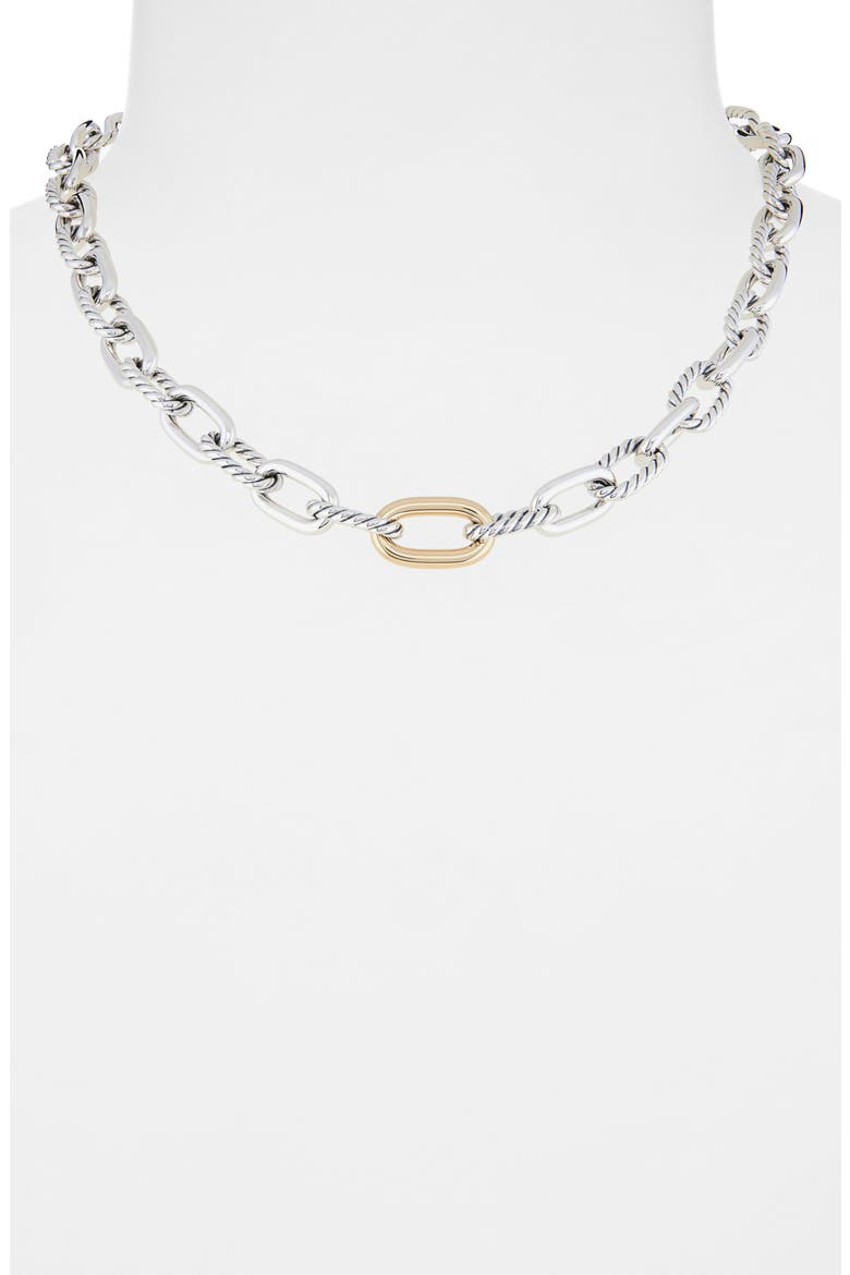 DY Madison® Chain Necklace in Sterling Silver with 18K Yellow Gold, 8.5mm, Alternate, color, SILVER