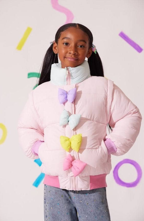 Shop Lola + The Boys Rainbow Bows Puffer
