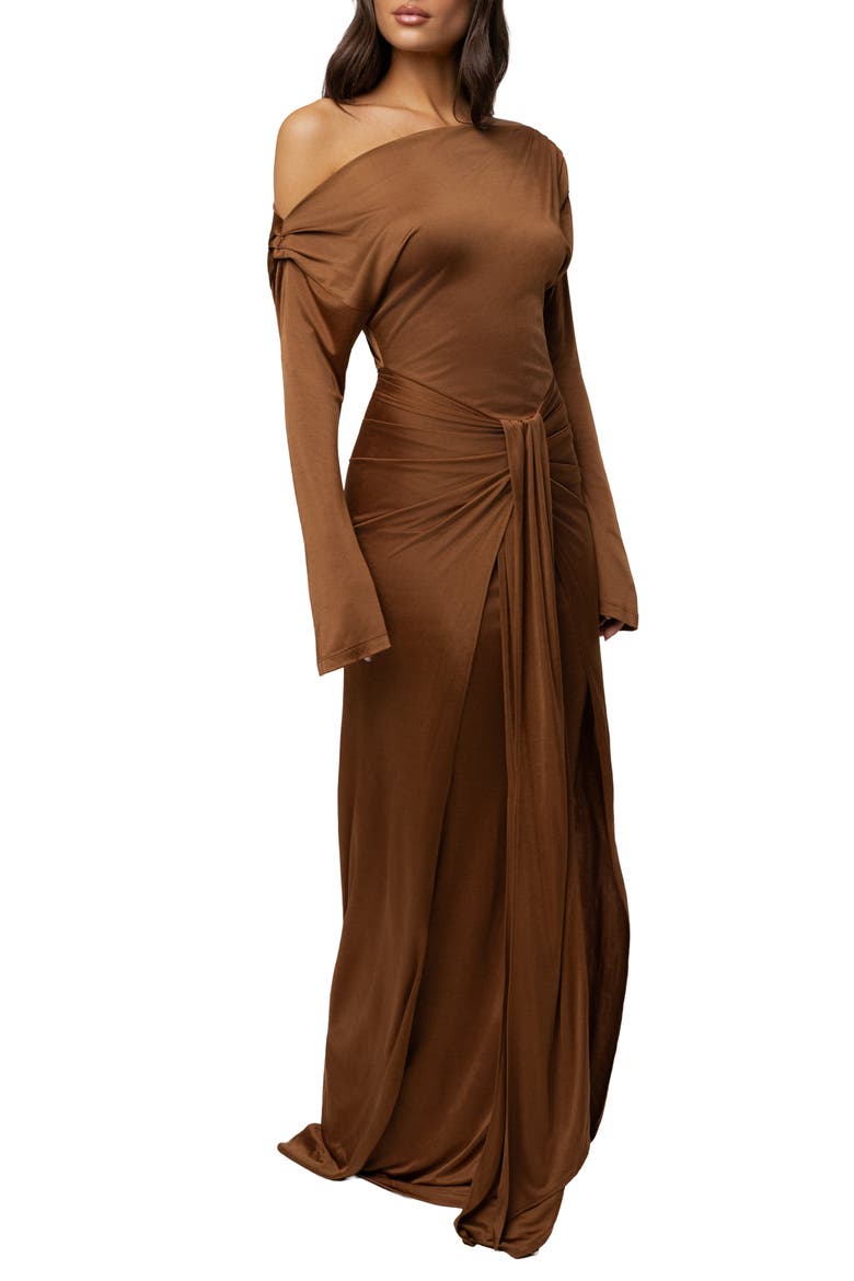 Draped Perfection Maxi Dress, Alternate, color, Tan