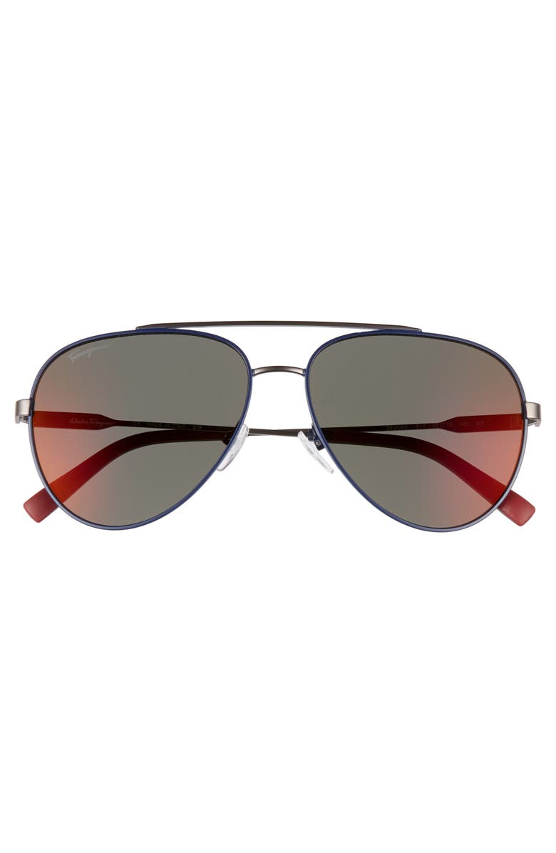 FERRAGAMO 59mm Aviator Sunglasses, Alternate, color, Blue Matte Ruthenium