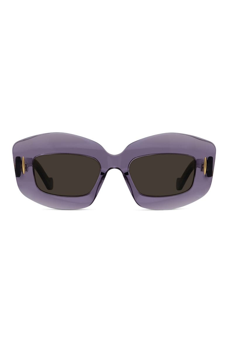Silver Screen 49mm Rectangular Sunglasses, Main, color, SHINY VIOLET / BROWN