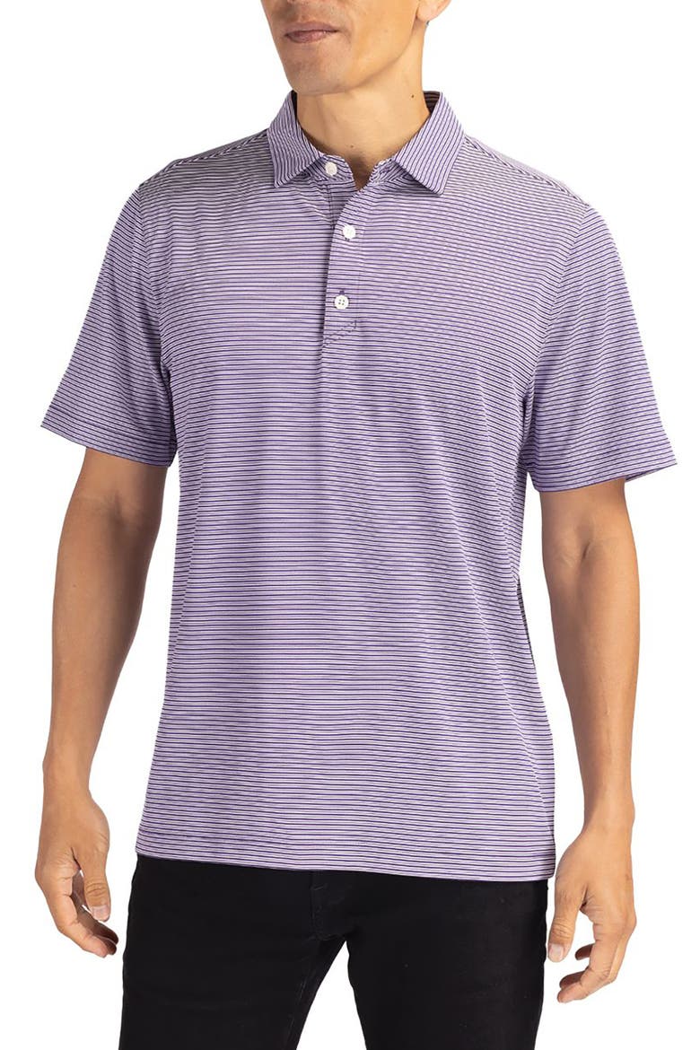 Forge Double Stripe Recycled Blend Polo, Main, color, COLLEGE PURPLE/ WHITE