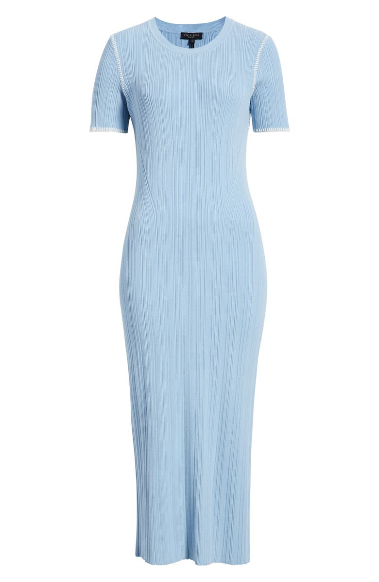 rag & bone Harper Rib Midi Dress, Alternate, color, Sky