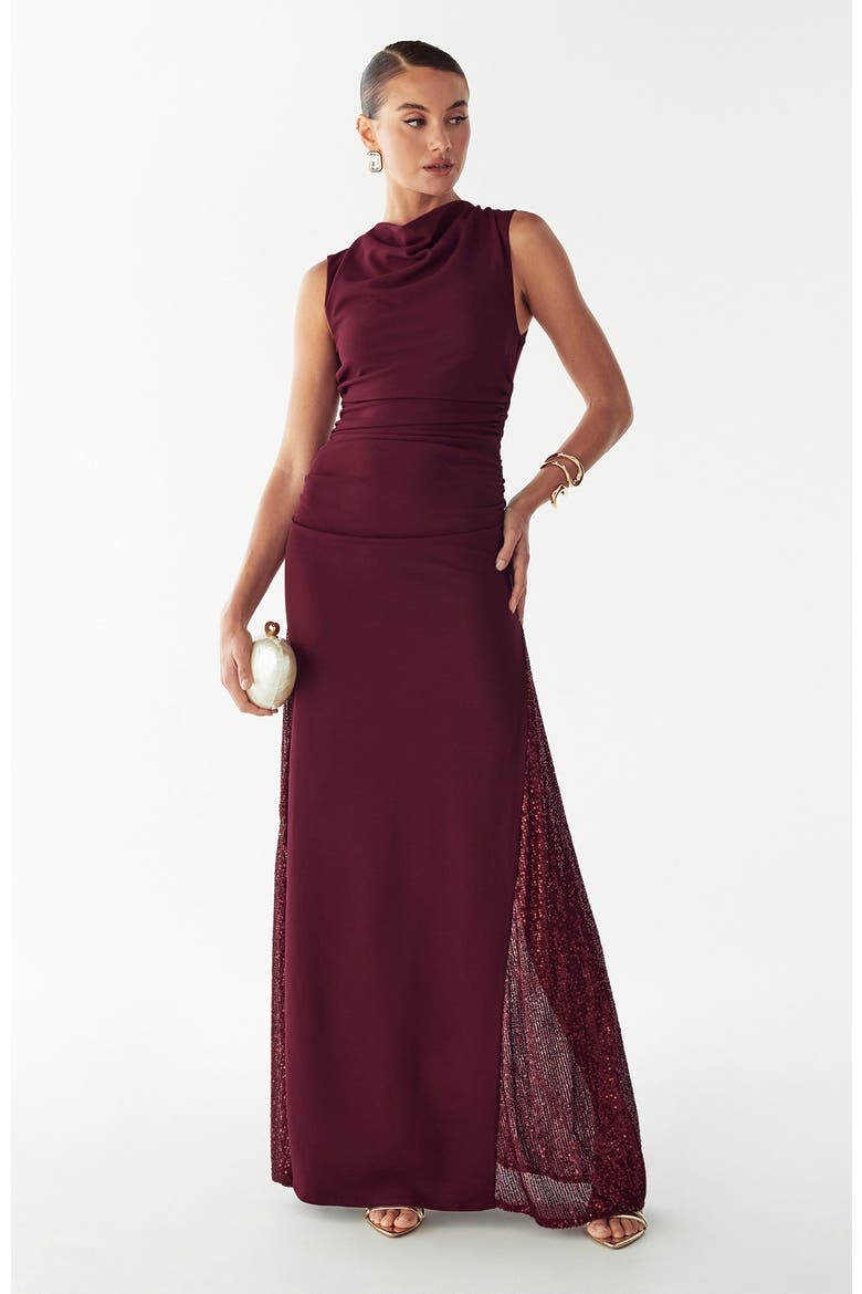 Avena Maxi Dress, Alternate, color, Burgundy