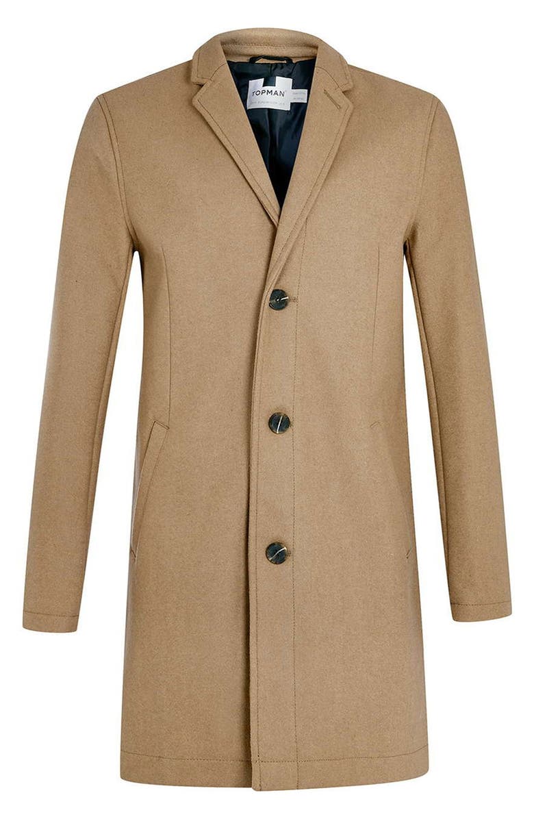Topman Wool Blend Topcoat, Alternate, color, 