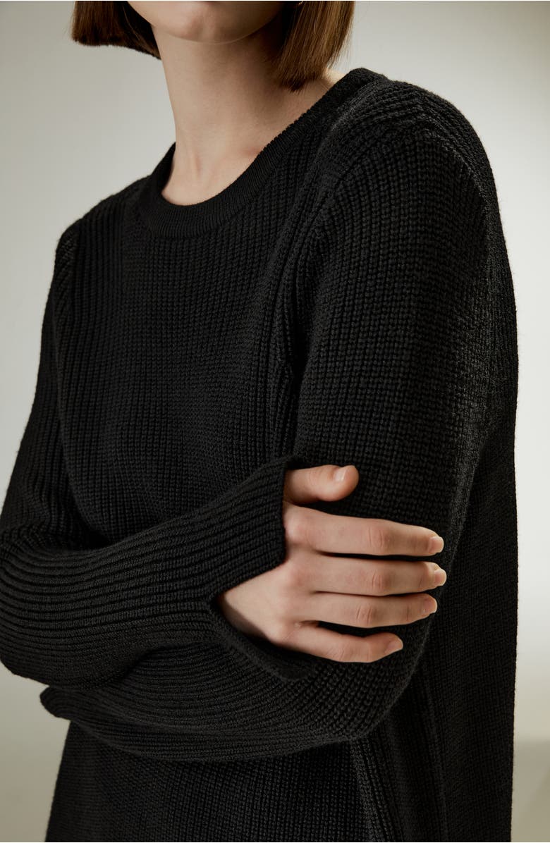 Lilysilk Merino Wool Ribbed Slit Cuff Sweater, Alternate, color, 