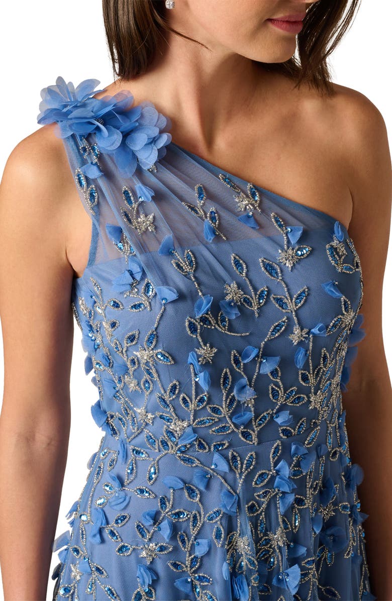 Adrianna Papell Embellished One-Shoulder Cocktail Dress, Alternate, color, French Blue