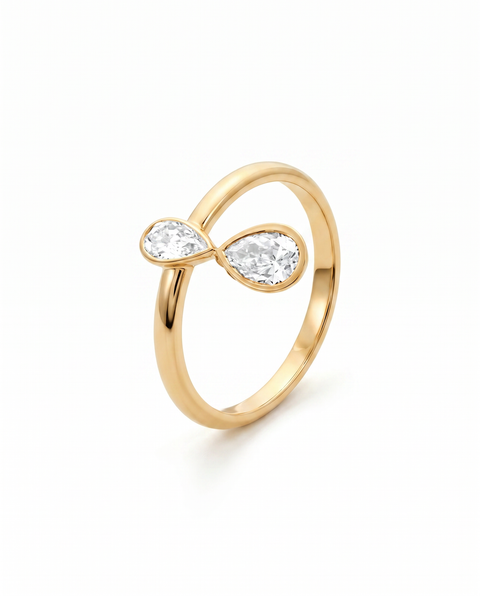 Lab Grown Diamond Marquise X Pear Dangle Ring 14K