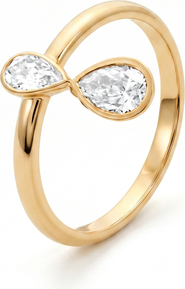 BY ADINA EDEN Lab Grown Diamond Marquise X Pear Dangle Ring 14K