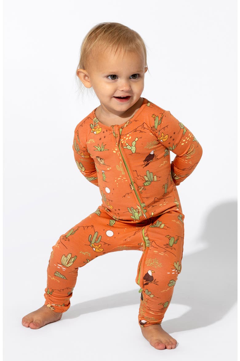 Kids' Desert Fitted One-Piece Convertible Pajamas, Alternate, color, ORANGE