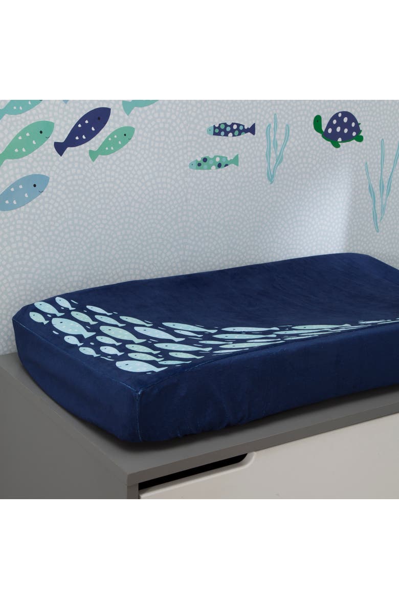 Oceania Soft Minky Fish Nautical/Ocean Theme Diaper Changing Pad Cover, Alternate, color, Blue