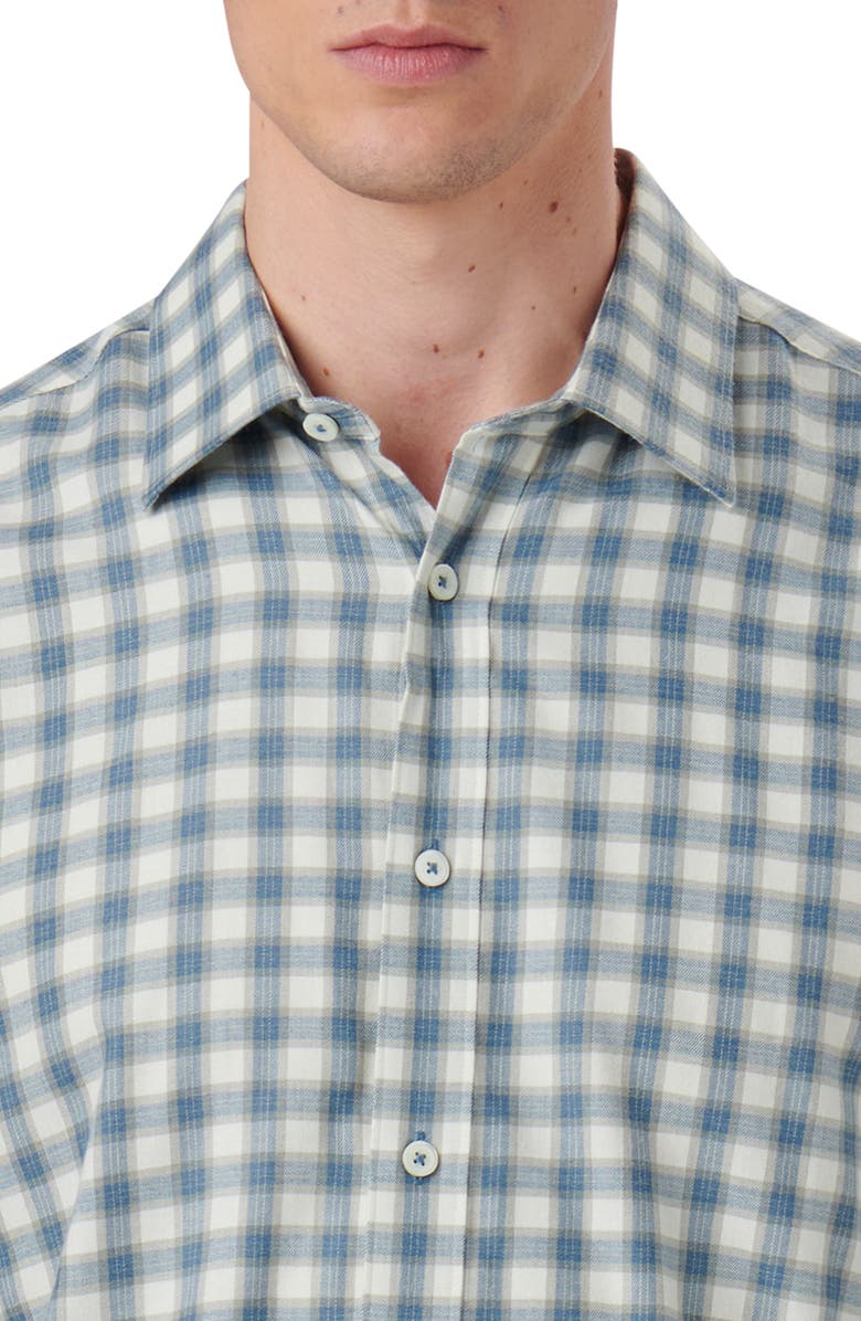 Bugatchi Julian Shaped Fit Plaid Stretch Button-Up Shirt, Alternate, color, 