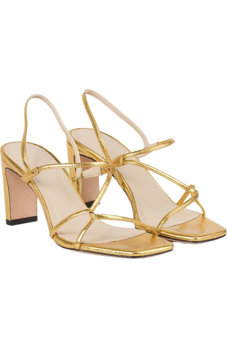 SANDRO Embossed leather sandals, Main, color, Gold