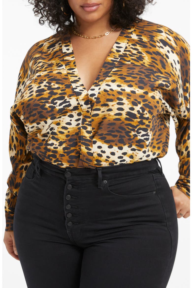 Wrap Bodysuit, Alternate, color, CARAMEL CHEETAH003
