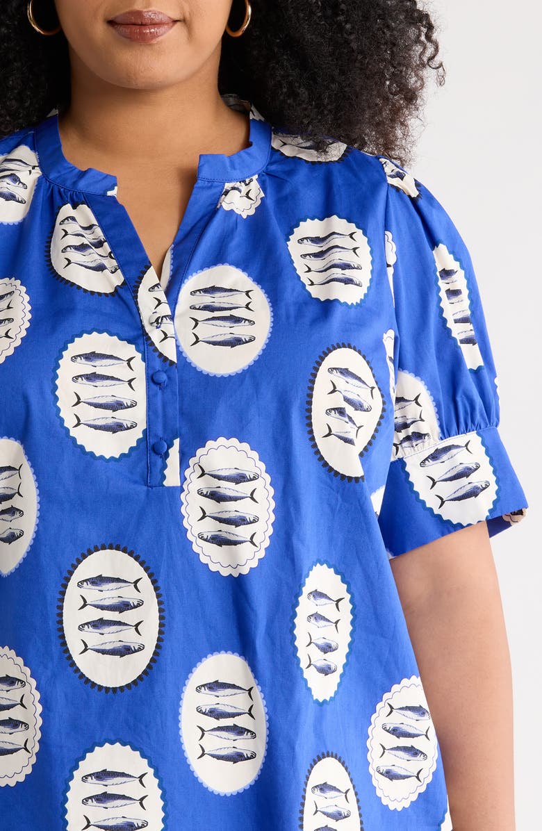 SUGARLIPS Sardine Sea Rosio Cotton Top, Alternate, color, Navy-Cream-Black