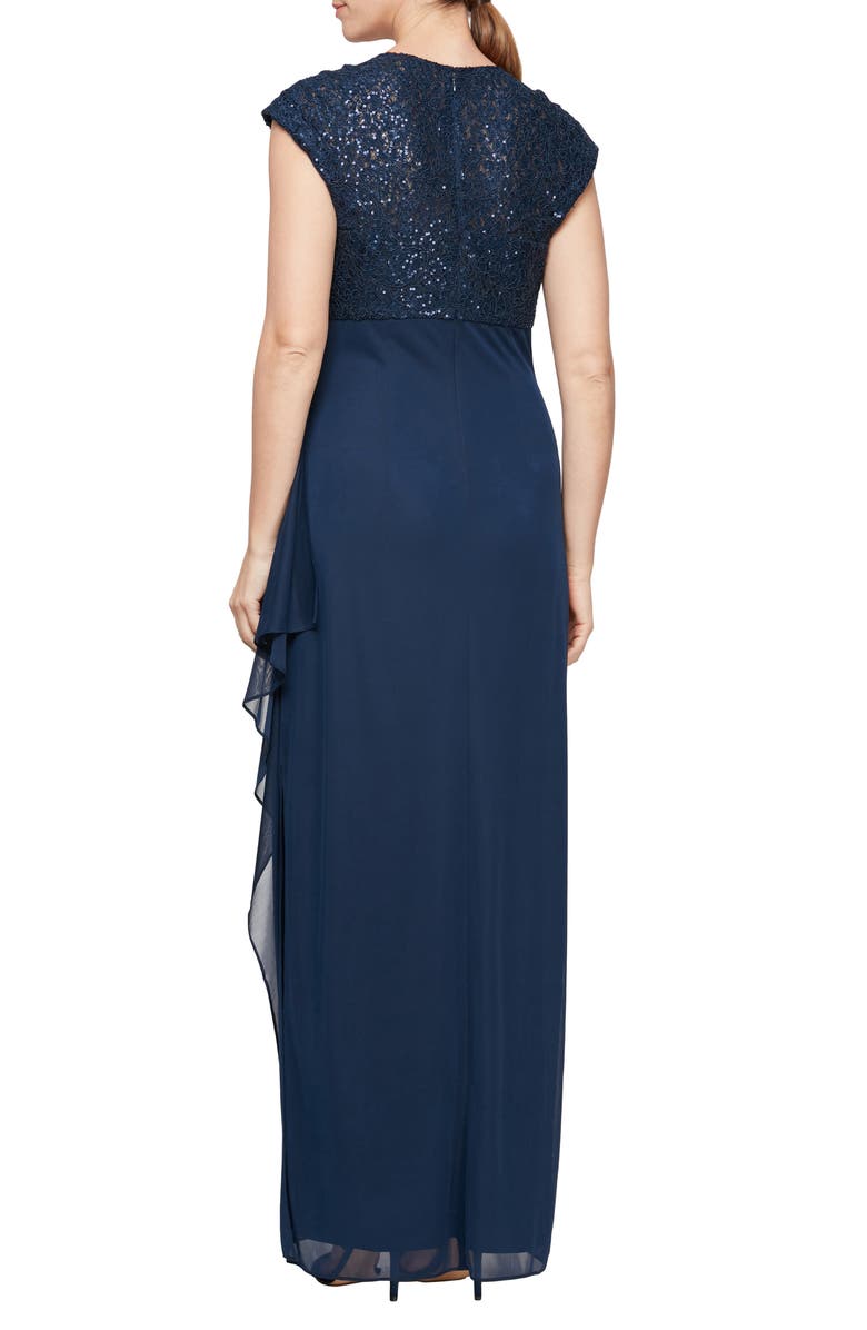 Alex Evenings Cap Sleeve Empire Waist Evening Gown, Alternate, color,