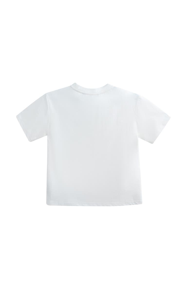 T-Shirt with Mustache Detail, Alternate, color, White