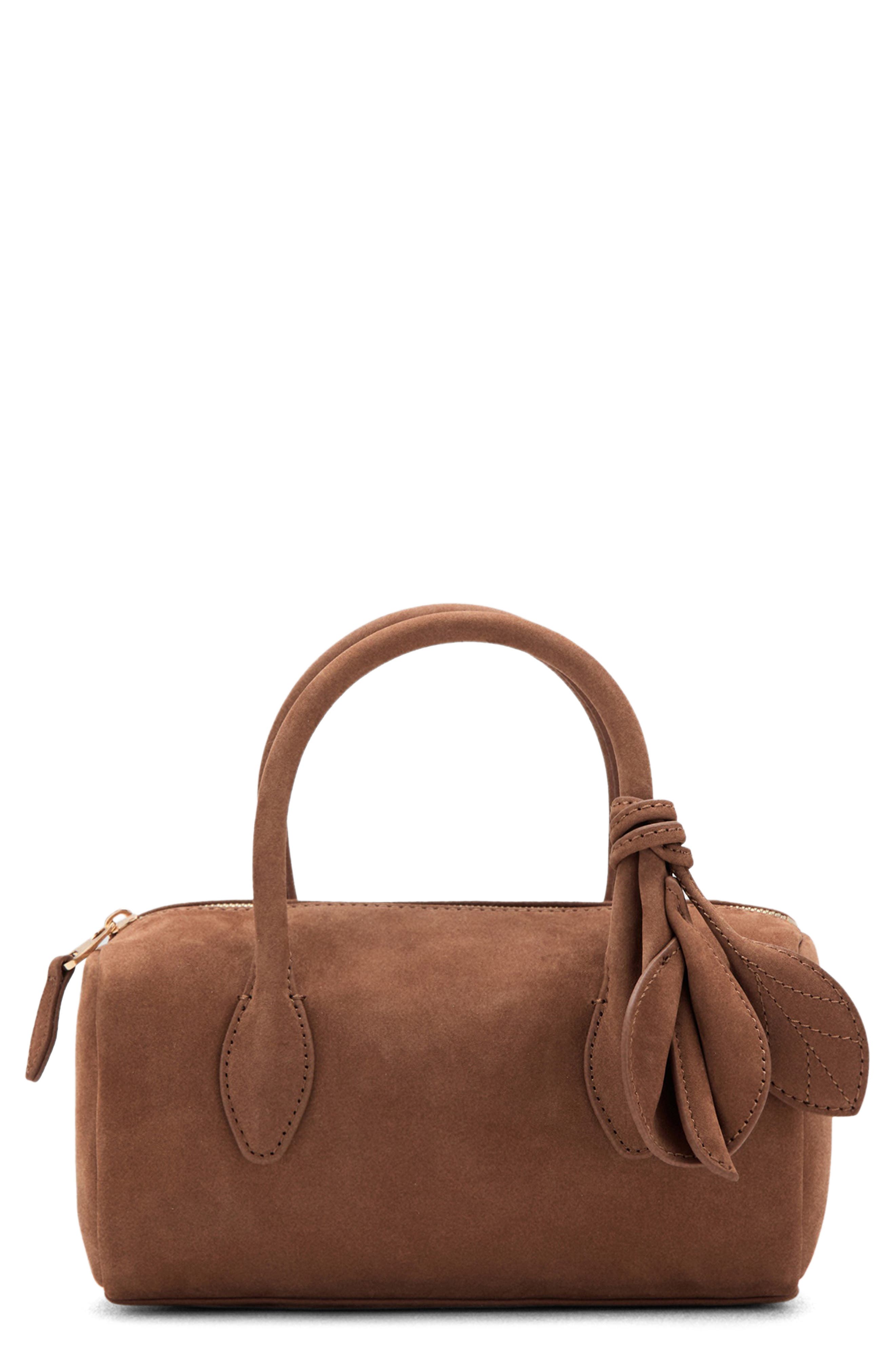 MANGO Leather Top Handle Bag, Main, color, Leather