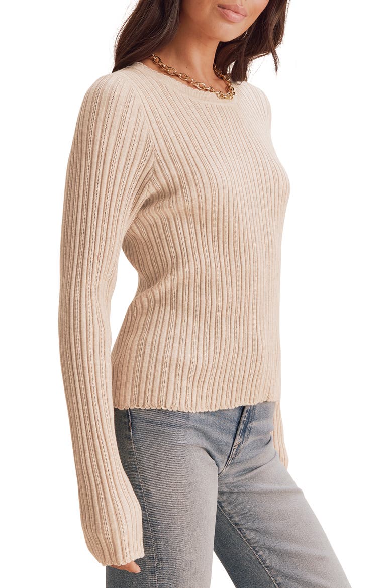 Georgie Pointelle Sweater, Alternate, color, WHEAT BEIGE HEATHER