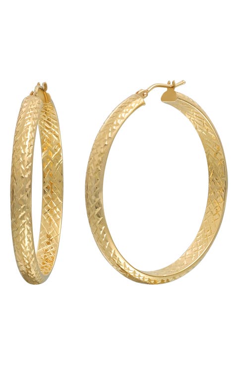 14K Gold Diamond Cut Hoop Earrings (Nordstrom Exclusive)