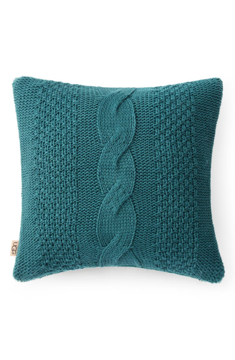 UGG<sup>®</sup> Erie Cable Knit Accent Pillow, Main, color, Chlorophyll