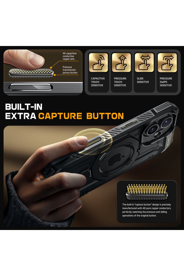 iPhone 16 6.1 inch UB Grip MagSafe Camera Control Button Phone Case, Alternate, color, Black