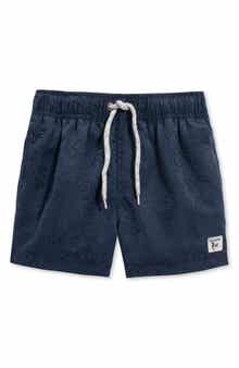 THE ENDLESS SUMMER Kids' Embroidered Leaf Volley Swim Shorts