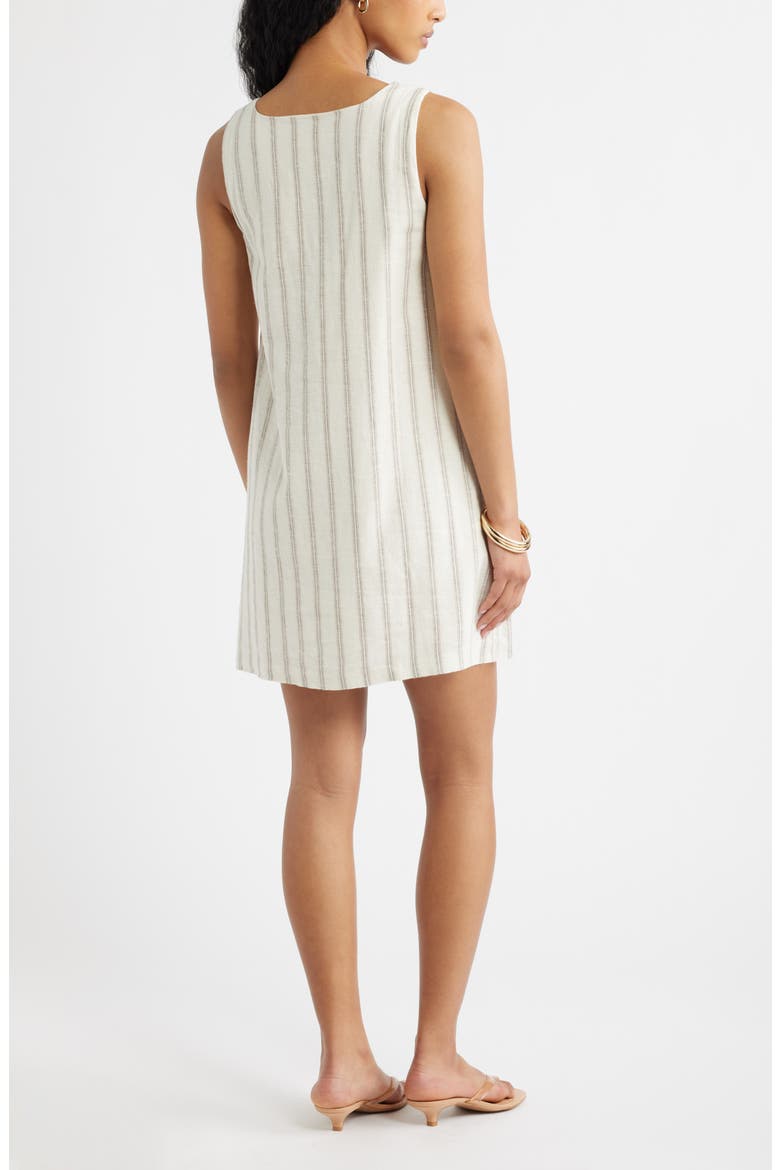 Linen Blend Shift Dress, Alternate, color, BEIGE CABANA STRIPE