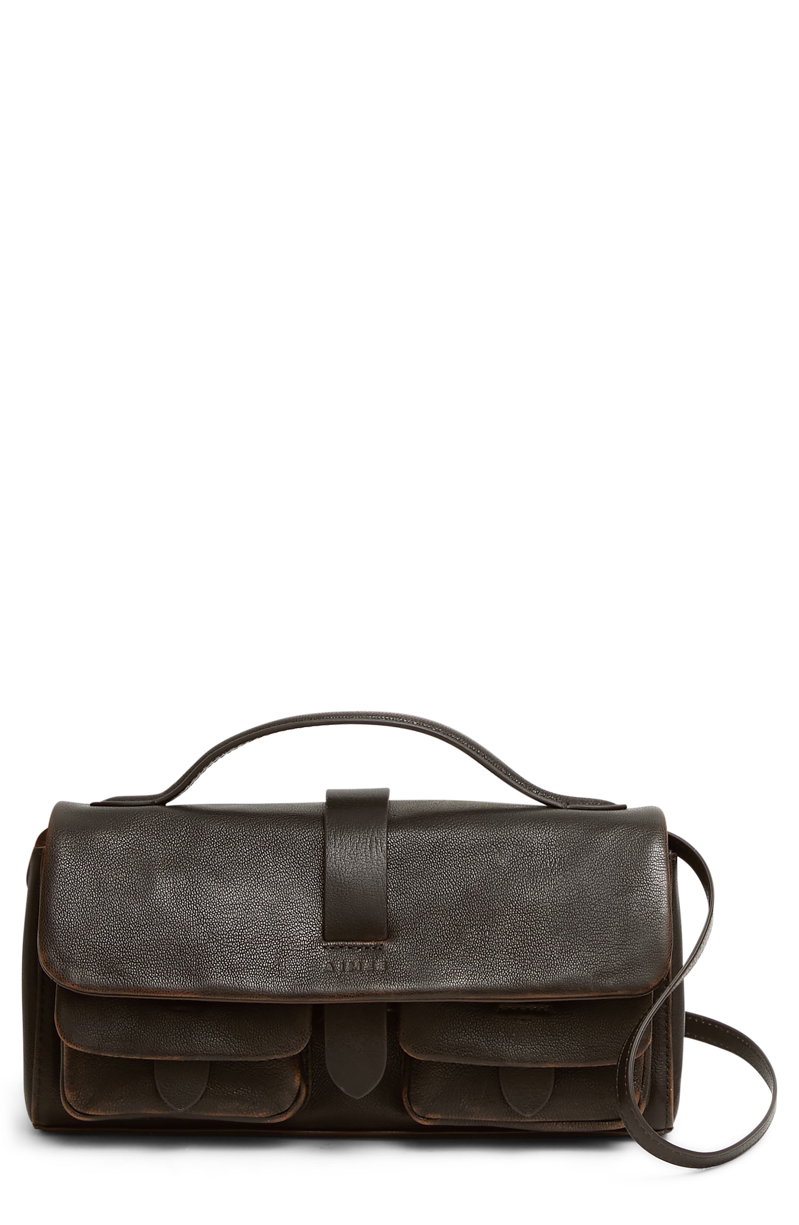 Rebel Snake Embossed Leather Crossbody Bag, Main, color, FUDGE BRUSH OFF