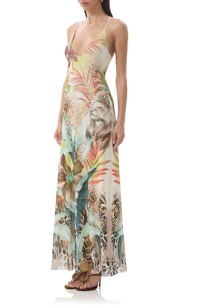 AFRM Romy Printed Mesh Maxi Slipdress, Alternate, color, Placed Desert Tropic