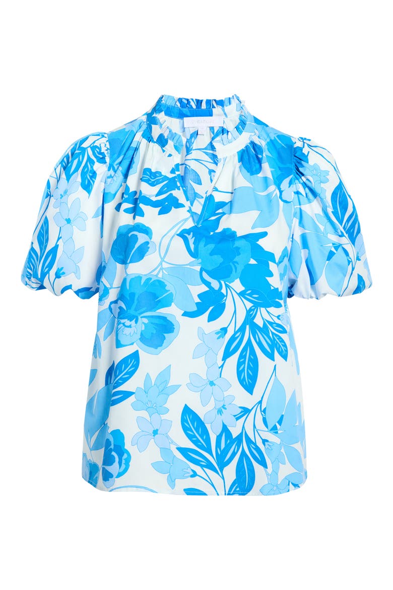 Darian Floral Ruffle Top, Alternate, color, WHITE BLUE COMBO