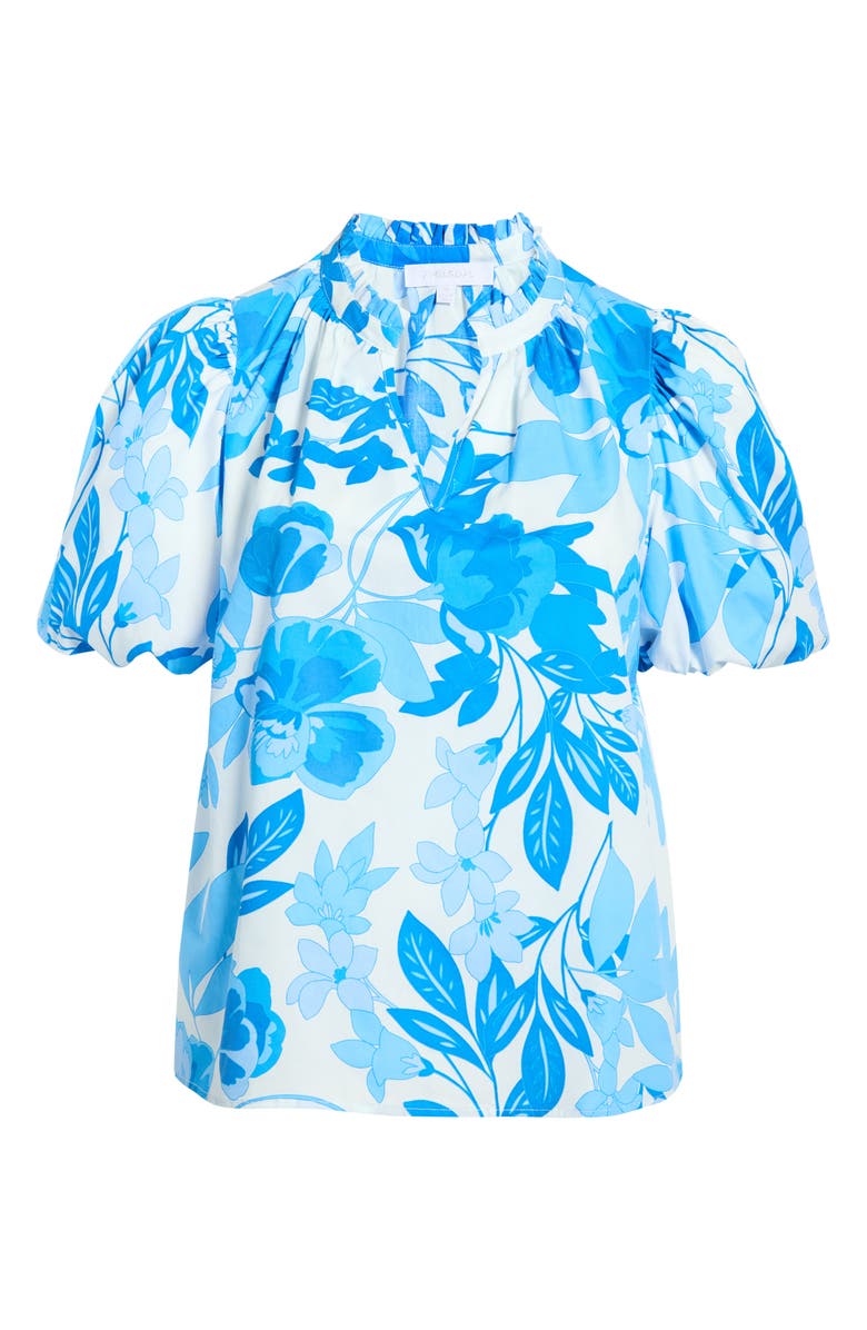 SUGARLIPS Darian Floral Ruffle Top, Alternate, color, White Blue Combo