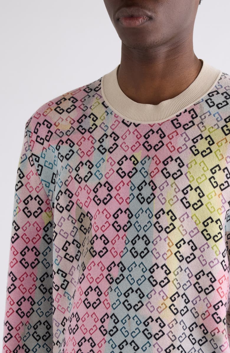 Givenchy Monogram 72 Jacquard Crewneck Sweater, Alternate, color, Pink Multicolored