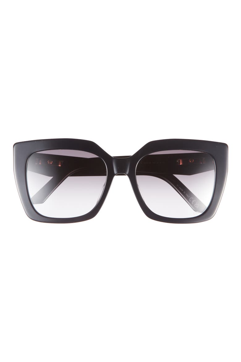 CDior S5I 55mm Square Sunglasses, Main, color, SHINY BLACK / GRADIENT SMOKE