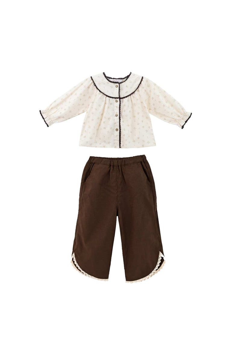 Set with Lace Detail, Main, color, Brown