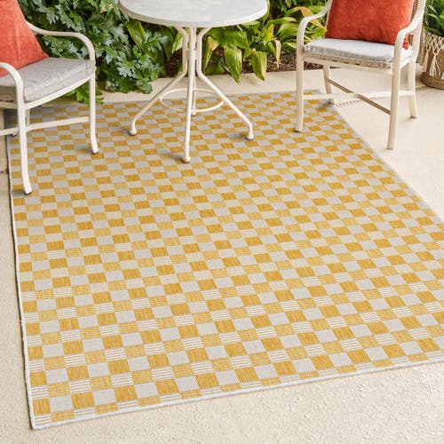 Jonathan Y Aimee Traditional Cottage Checkerboard Indoor/outdoor Area Rug In Yellow/cream