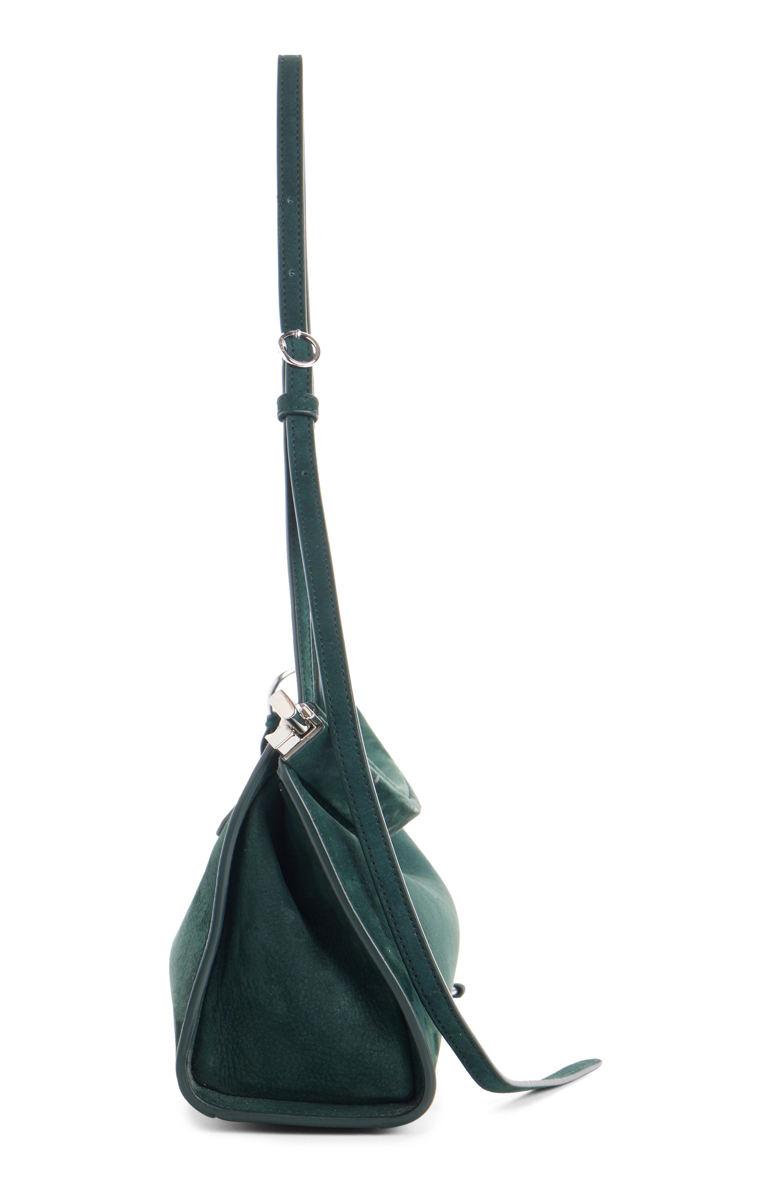 Alaïa Medium Le Click East/West Nubuck Shoulder Bag, Alternate, color, Vert Foret
