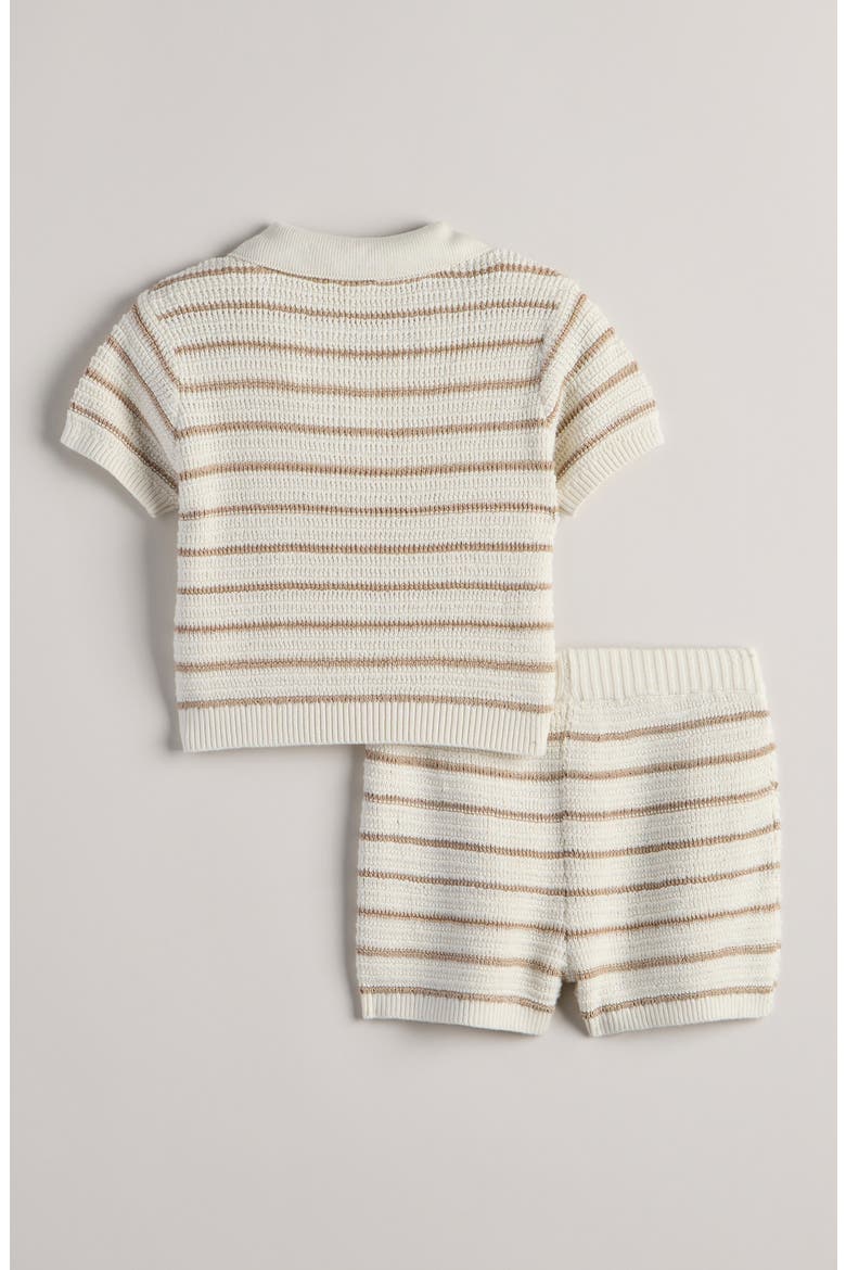 Cotton Blend Knit Polo Sweater & Shorts Set, Alternate, color, IVORY TOFU ABE STRIPE