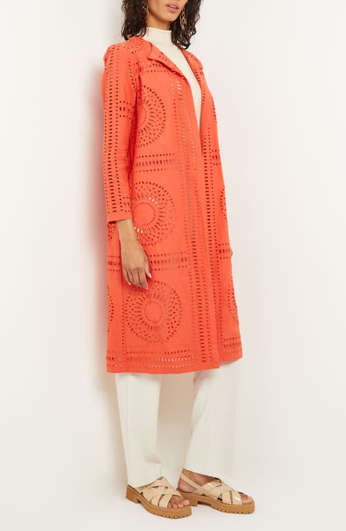 Misook Eyelet Embroidery Topper Jacket In Spice