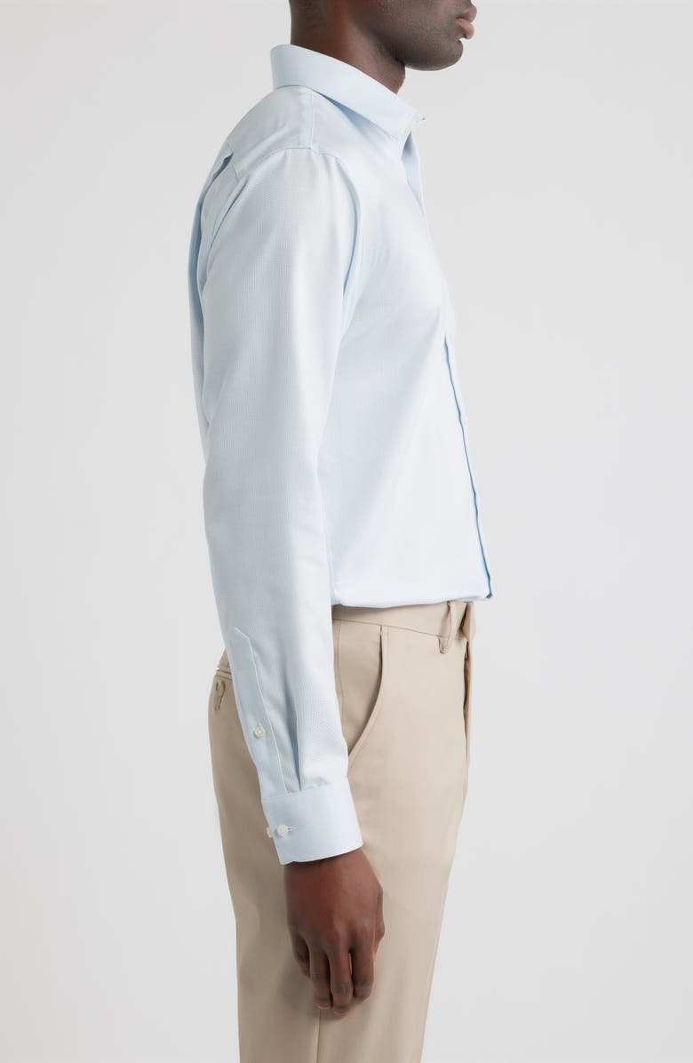 Nordstrom Trim Fit Premium Linen Dobby Dress Shirt, Alternate, color, Blue Adriano Texture