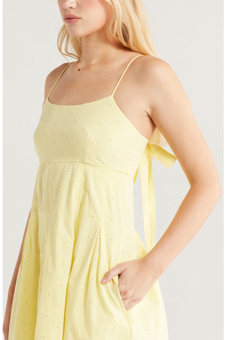 Iris Floral Embroidery Organic Cotton Dress, Alternate, color, YELLOW