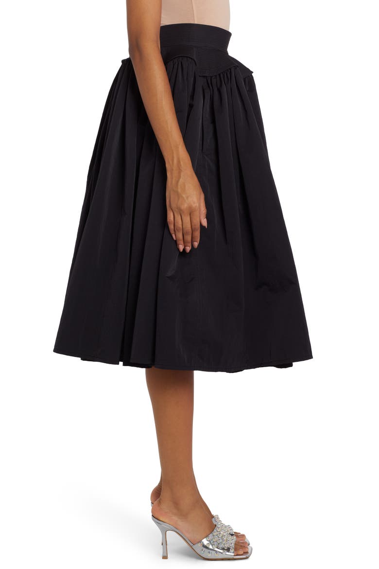 Peplum Gathered Nylon Skirt, Alternate, color, BLACK