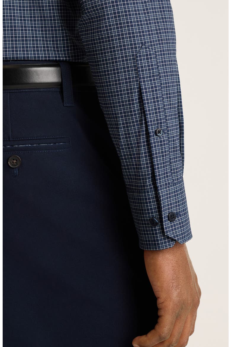 Tech Slim Fit Plaid Performance Button-Up Shirt, Alternate, color, NAVY GREENLAND PLAID