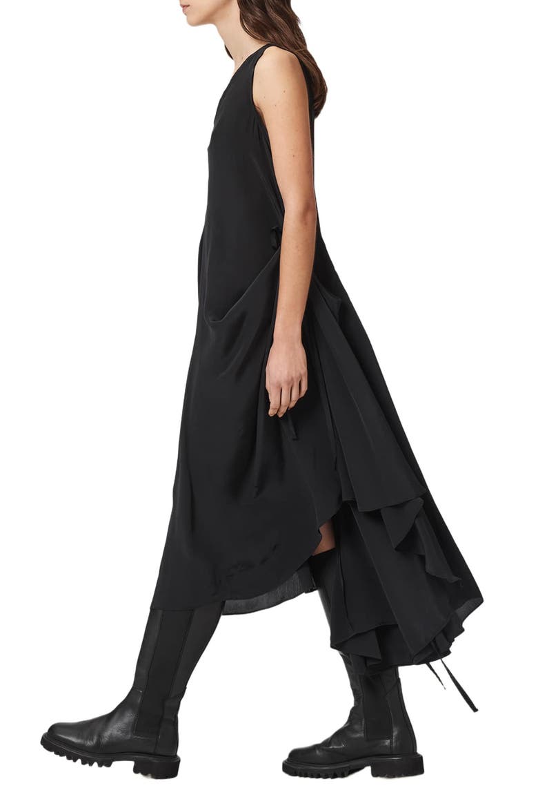 Sybil Midi Dress, Alternate, color, BLACK