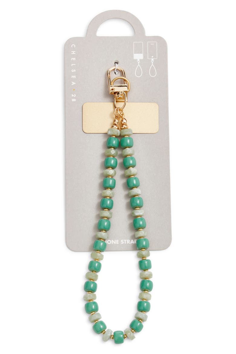 Beaded Phone Wrist Strap, Alternate, color, GREEN- GOLD
