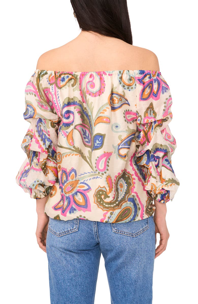 Vince Camuto Paisley Off the Shoulder Bubble Sleeve Top, Alternate, color,