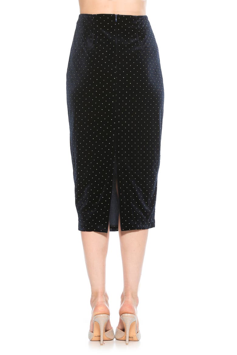 Jayden Studded Velvet Midi Skirt, Alternate, color, NAVY