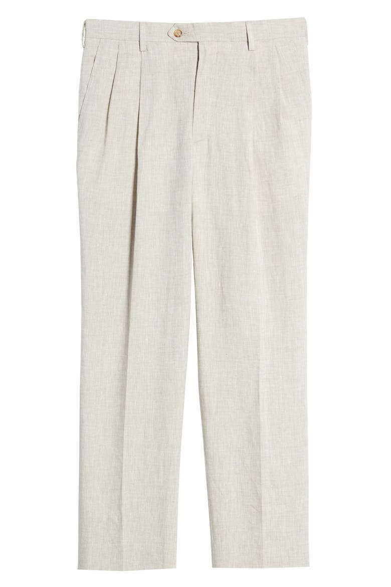 Pleat Front Linen Pants, Alternate, color, TAN